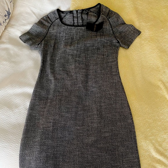 Maison Scotch Tweed Sheath Dress Leather Trim - Picture 7 of 8